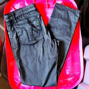Tripp nyc straight leg jeans black distressed logo Punk Goth T